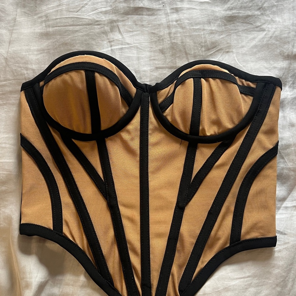Chic Tan and Black Women's Bodysuit